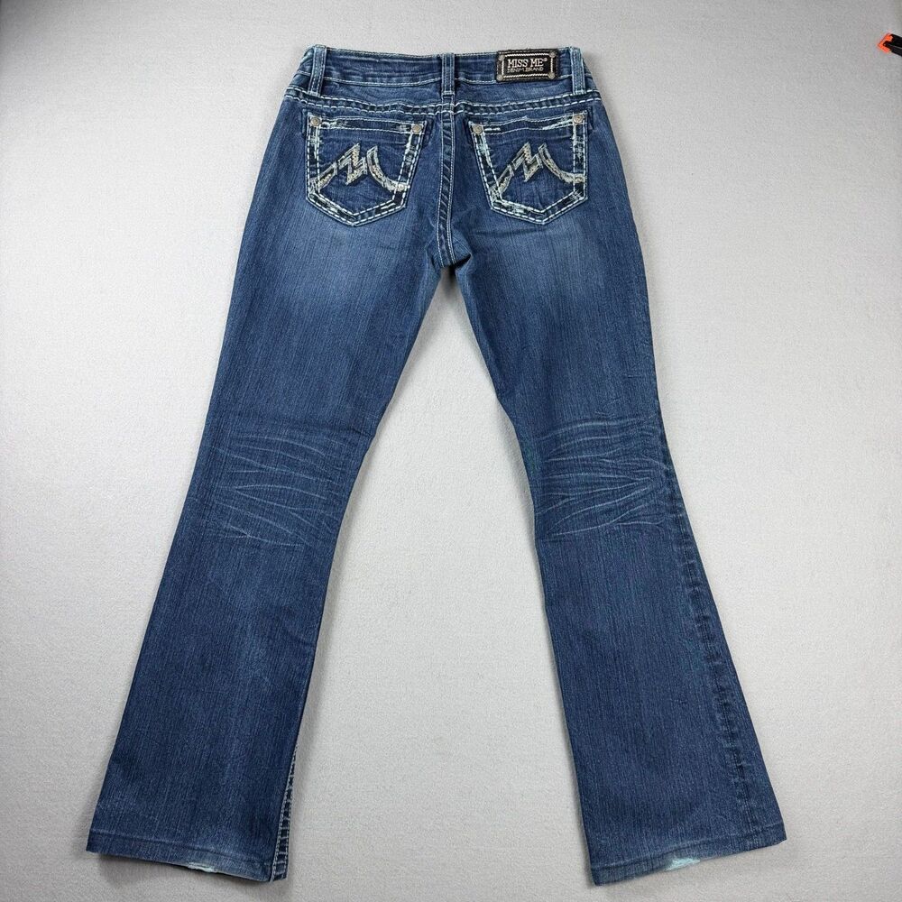 Miss Me Y2K Easy Boot Bootcut Jeans Womens 27 Blue Embellished Sequin Pocket